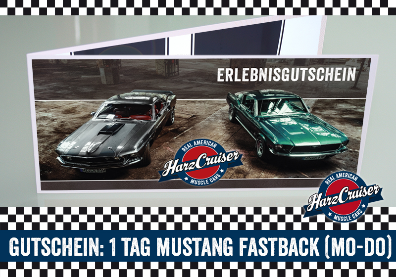  Gutschein: Mustang Oldtimer Fastback fahren - 1 Tag (Mo-Do)